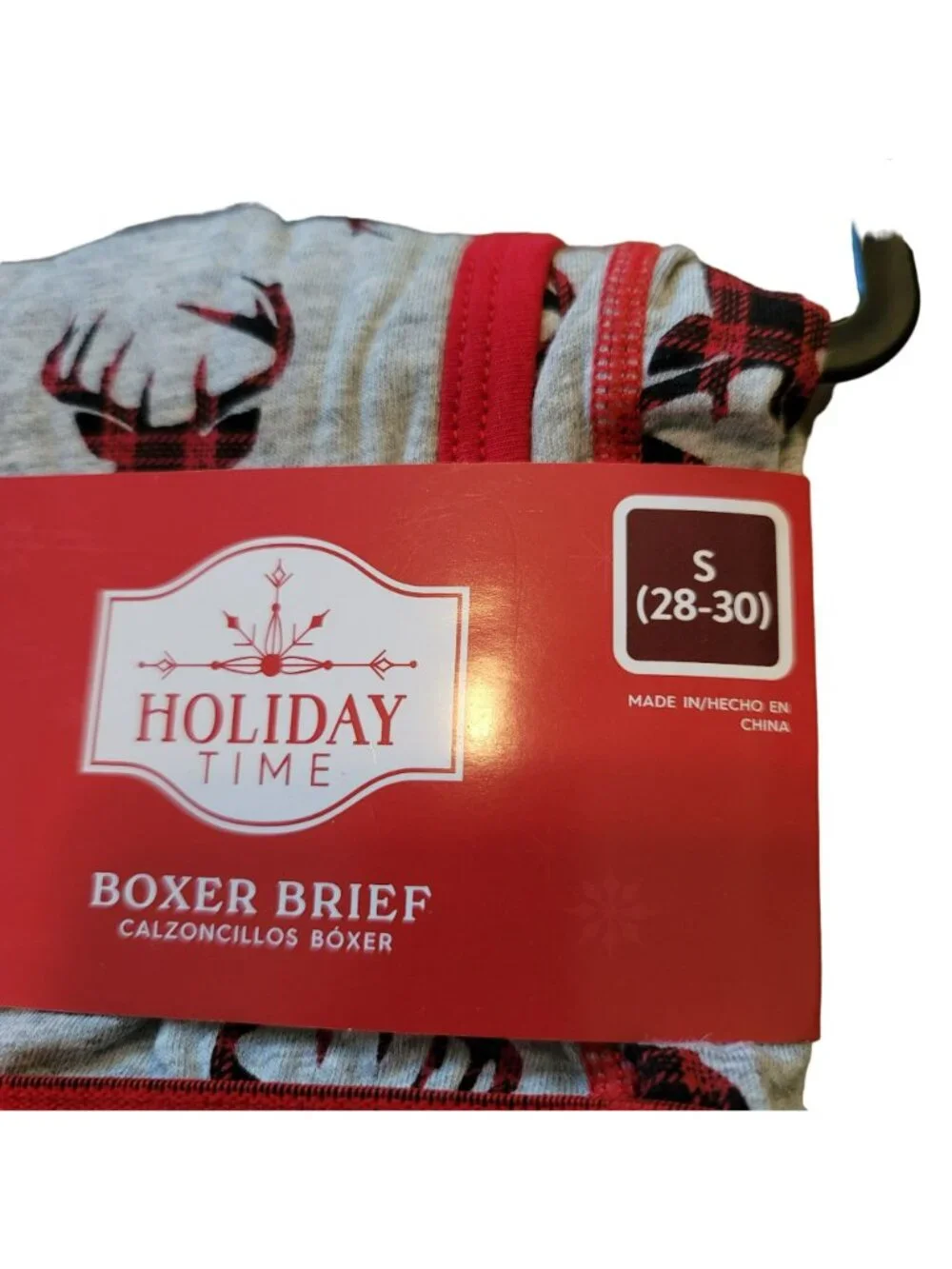 Men's Christmas Boxer Shorts Deer Grey Red Set of 2 Size Small 28-30 JJ3200
